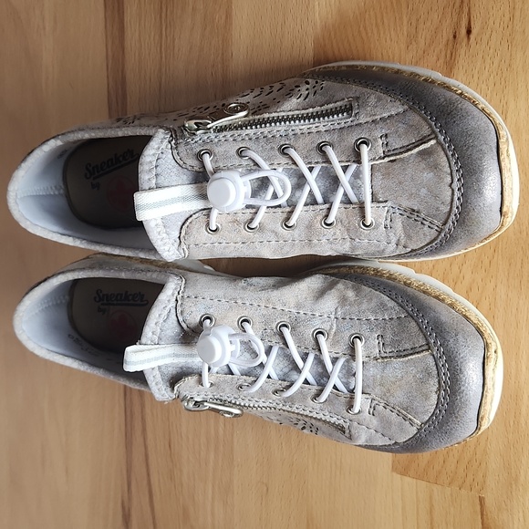 Rieker Nikita 63 Sneakers Shoes Women EU40/US8.5 Metallic Gray Slip On Comfort - Picture 4 of 9